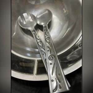 Vintage LENOX 90’s Spyro (Hollowware) Metal Alloy Salad Serving Set #1003253